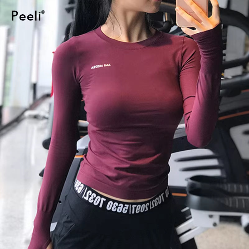 Long Sleeve Yoga Shirts Sport Top Fitness Yoga Top Gym Top Sports Wear for Women Gym Femme Jersey Mujer Running T Shirt